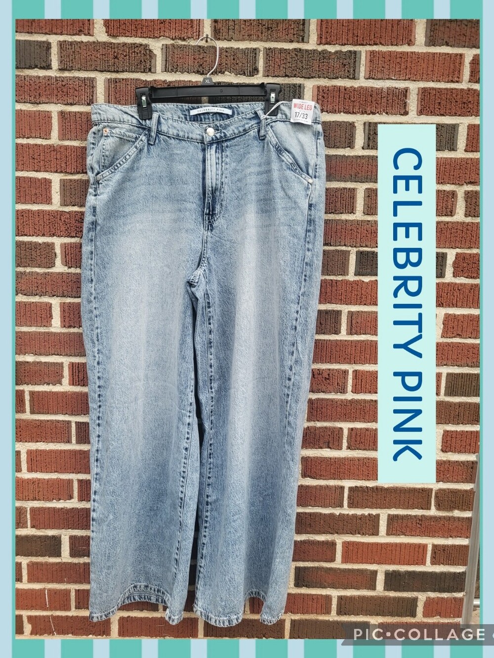 Celebrity Pink Light Blue V-Waist Wide Leg Jeans